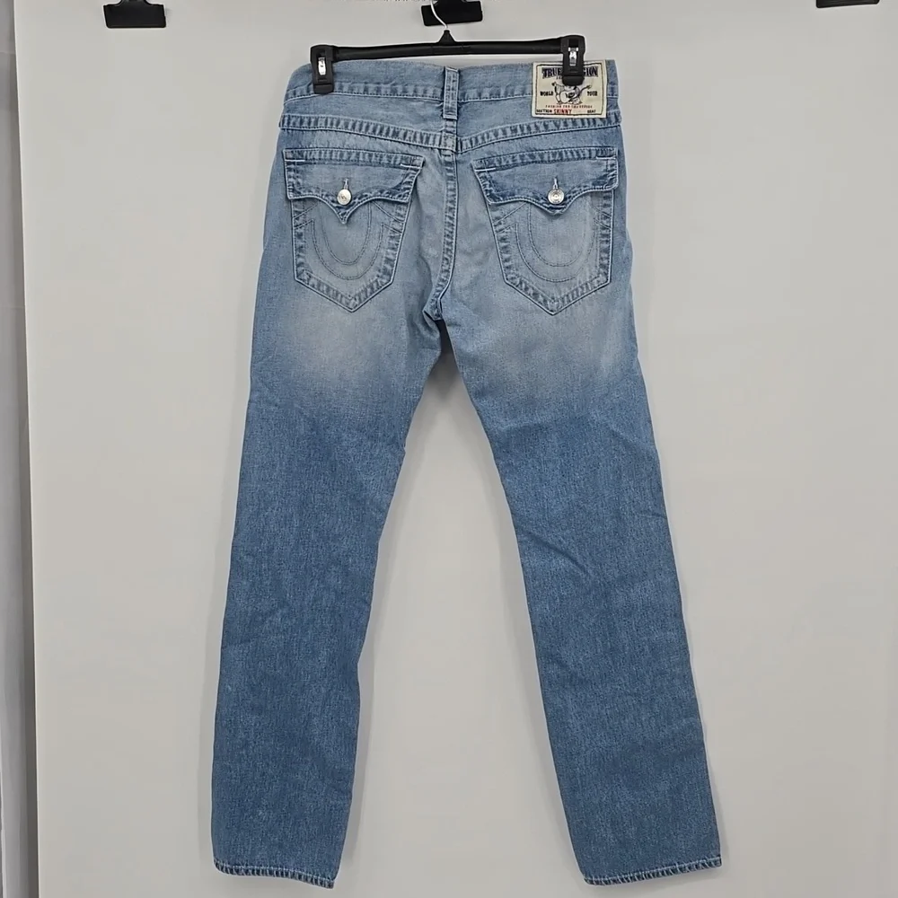 True Religion Skinny With Flap Pockets Basic Natural Blue Men's Size 34×34